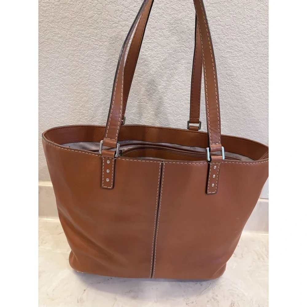 Michael Kors Astor Large Luggage Brown  Leather Studded Tote Bag - Picture 9 of 16